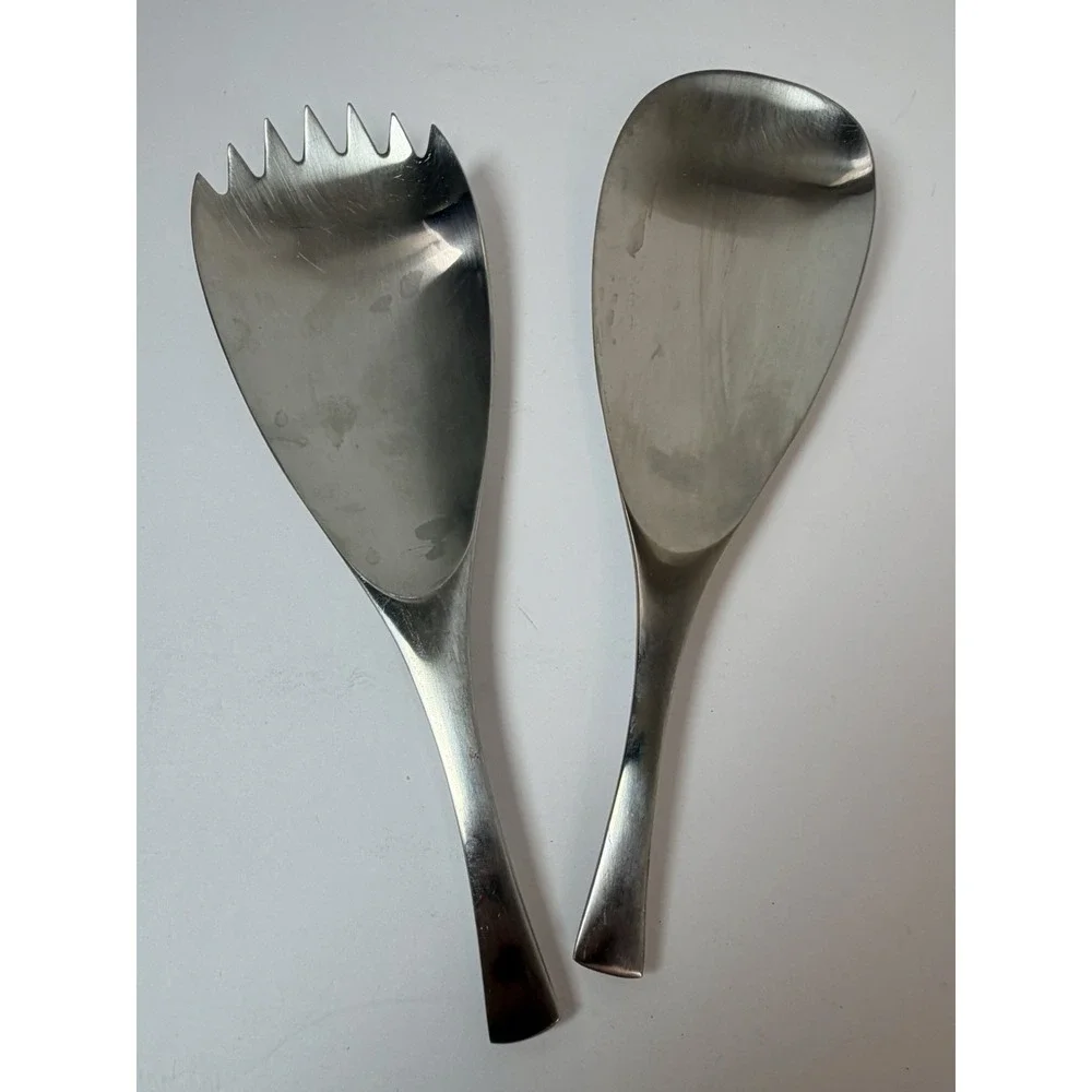 Solid Serving Fork Spoon Dansk Designs ODIN Satin Stainless 8 7/8 Korea